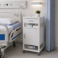 Pojazdný kovový nočný stolík, BEDSIDE CAB H WE, ilustračná foto