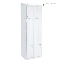 4-dverová šatníková skriňa so Z-kovými dverami, LOCKER H Z4 300 s doplnenou šikmou strieškou