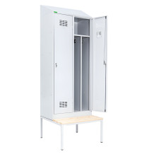 2-dverová šatníková skriňa s prepážkou, LOCKER H 2 BW s pridanou zabudovanou lavičkou