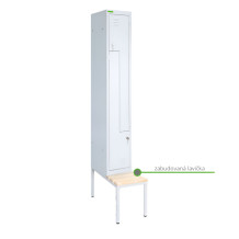 2-dverová šatníková skriňa,  LOCKER M 2/4 400 s pridanou zabudovanou lavičkou