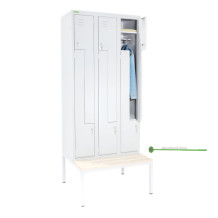 6-dverová šatníková skriňa, LOCKER H Z6 300 s pridanou zabudovanou lavičkou