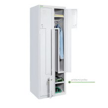 4-dverová šatníková skriňa so Z-kovými dverami, LOCKER H Z4 300 s doplnenými poličkami