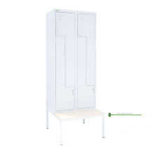 4-dverová šatníková skriňa so Z-kovými dverami, LOCKER H Z4 400 s pridanou zabudovanou lavičkou