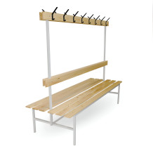 Šatníková lavica, obojstranná s opierkou a vešiakmi