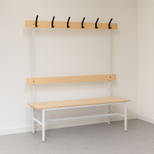 Šatníková lavica s opierkou a vešiakmi BRIDGE LL 1500 AH, ilustrovaná foto