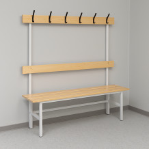 Šatníková lavica s opierkou a vešiakmi BRIDGE LL 1500 AH, ilustrovaná foto