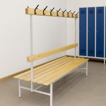 Šatníková lavica, obojstranná s opierkou a vešiakmi