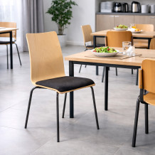 Drevená jedálenská stolička s čalúneným sedadlom, EATSEAT ICH SHELL WOOD, ilustračná foto