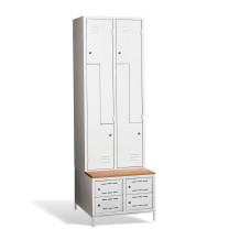 4+4-dverová šatníková skriňa so Z-kovými dverami, zabudovanou lavicou a skriňami na obuv, COMFORT H Z4 300