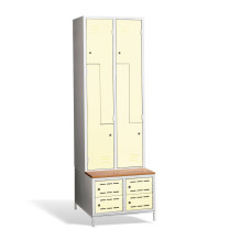 4+4-dverová šatníková skriňa so Z-kovými dverami, zabudovanou lavicou a skriňami na obuv, COMFORT H Z4 300