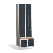 4+4-dverová šatníková skriňa so Z-kovými dverami, zabudovanou lavicou a skriňami na obuv, COMFORT H Z4 300