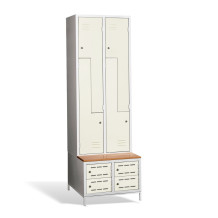 4+4-dverová šatníková skriňa so Z-kovými dverami, zabudovanou lavicou a skriňami na obuv, COMFORT H Z4 300
