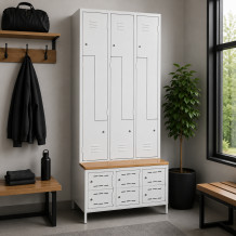 6+6-dverová šatníková skriňa so Z-kovými dverami, zabudovanou lavicou a skriňami na obuv, COMFORT H Z6 300, ilustračná foto