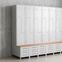 2+2-dverová šatníková skriňa so Z-kovými dverami, zabudovanou lavicou a skriňami na obuv, COMFORT H Z2 400, ilustračná foto