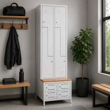 4+4-dverová šatníková skriňa so Z-kovými dverami, zabudovanou lavicou a skriňami na obuv, COMFORT H Z4 400, ilustračná foto