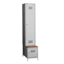 COMFORT H 1 BW | 1+1-dverová šatníková skriňa s prepážkou, zabudovanou lavicou a skriňou na obuv