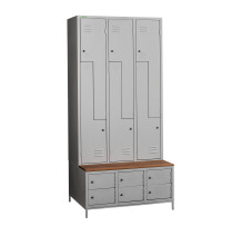 COMFORT H Z6 300 | 6+6-dverová šatníková skriňa so Z-kovými dverami, zabudovanou lavicou a skriňami na obuv