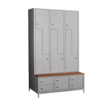 COMFORT H Z6 400 | 6+6-dverová šatníková skriňa so Z-kovými dverami, zabudovanou lavicou a skriňami na obuv