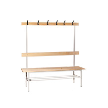 BRIDGE LL 1500 AH+ | Šatníková lavica s opierkou a vešiakmi s dĺžkou 1500 mm s roštom na obuv