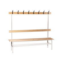 BRIDGE LL 2000 AH+ | Šatníková lavica s opierkou a vešiakmi s dĺžkou 2000 mm s roštom na obuv