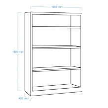 OPENCAB H 1400/1000/400 | Otvorená úložná skriňa s 3 policami, s výškou 1400 mm