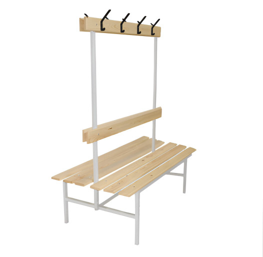 Šatníková lavica, obojstranná s opierkou a vešiakmi