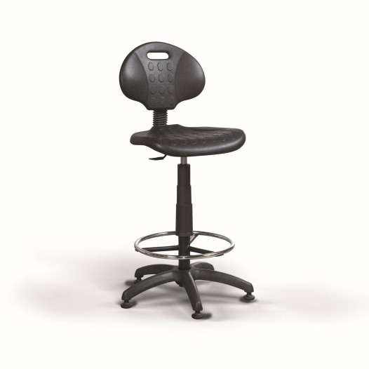 WORKSEAT AN CLASSIC HIGH F | Zvýšená priemyselná stolička s kruhovou opierkou a na klzákoch