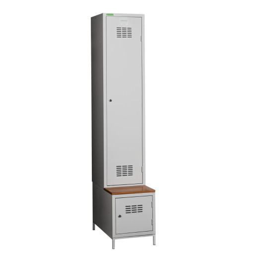 COMFORT H 1 BW | 1+1-dverová šatníková skriňa s prepážkou, zabudovanou lavicou a skriňou na obuv