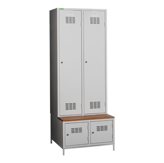 COMFORT H 2 BW | 2+2-dverová šatníková skriňa s prepážkou, zabudovanou lavicou a skriňami na obuv