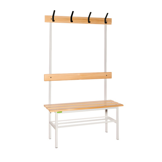 BRIDGE LL 1000 AH+ | Šatníková lavica s opierkou a vešiakmi s dĺžkou 1000 mm s roštom na obuv