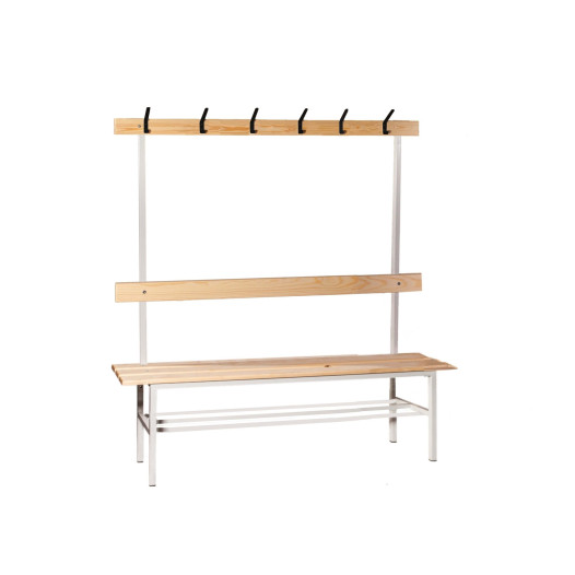 BRIDGE LL 1500 AH+ | Šatníková lavica s opierkou a vešiakmi s dĺžkou 1500 mm s roštom na obuv