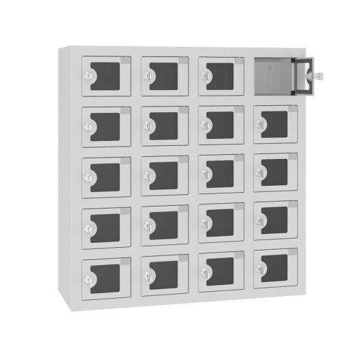 VBOX M 4/20 ELECTRO PELXI – Skriňa na nabíjanie mobilných telefónov s 20 priehradkami s plexisklom