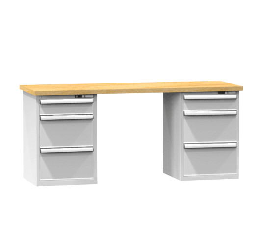 SMART VWB PK 2000 D3D3 | Pracovný stôl s tromi zásuvkami na oboch stranách