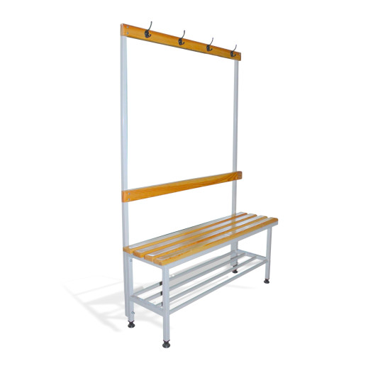 BRIDGE IM 1000 AH + | Šatníková lavica s opierkou a vešiakmi s dĺžkou 1000 mm s roštom na obuv