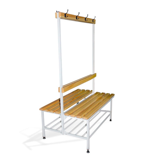 BRIDGE IM 1000 AH DOUBLE + | Obojstranná šatníková lavica s opierkou a  vešiakmi s dĺžkou 1000 mm s roštom na obuv