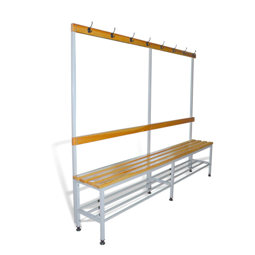 BRIDGE IM 2000 AH + | Šatníková lavica s opierkou a vešiakmi s dĺžkou 2000 mm s roštom na obuv