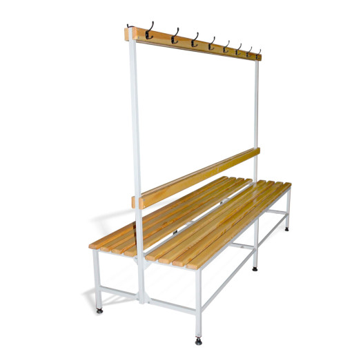 BRIDGE IM 2000 AH DOUBLE | Obojstranná šatníková lavica s opierkou a vešiakmi s dĺžkou 2000 mm