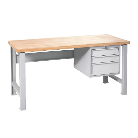 MODULBENCH GE 1500 D3 | Pracovný stôl s 3 závesnými zásuvkami a pevnými nohami, 1500 mm